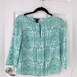 NWT H&M Green Boho Silky Quarter Sleeve Top